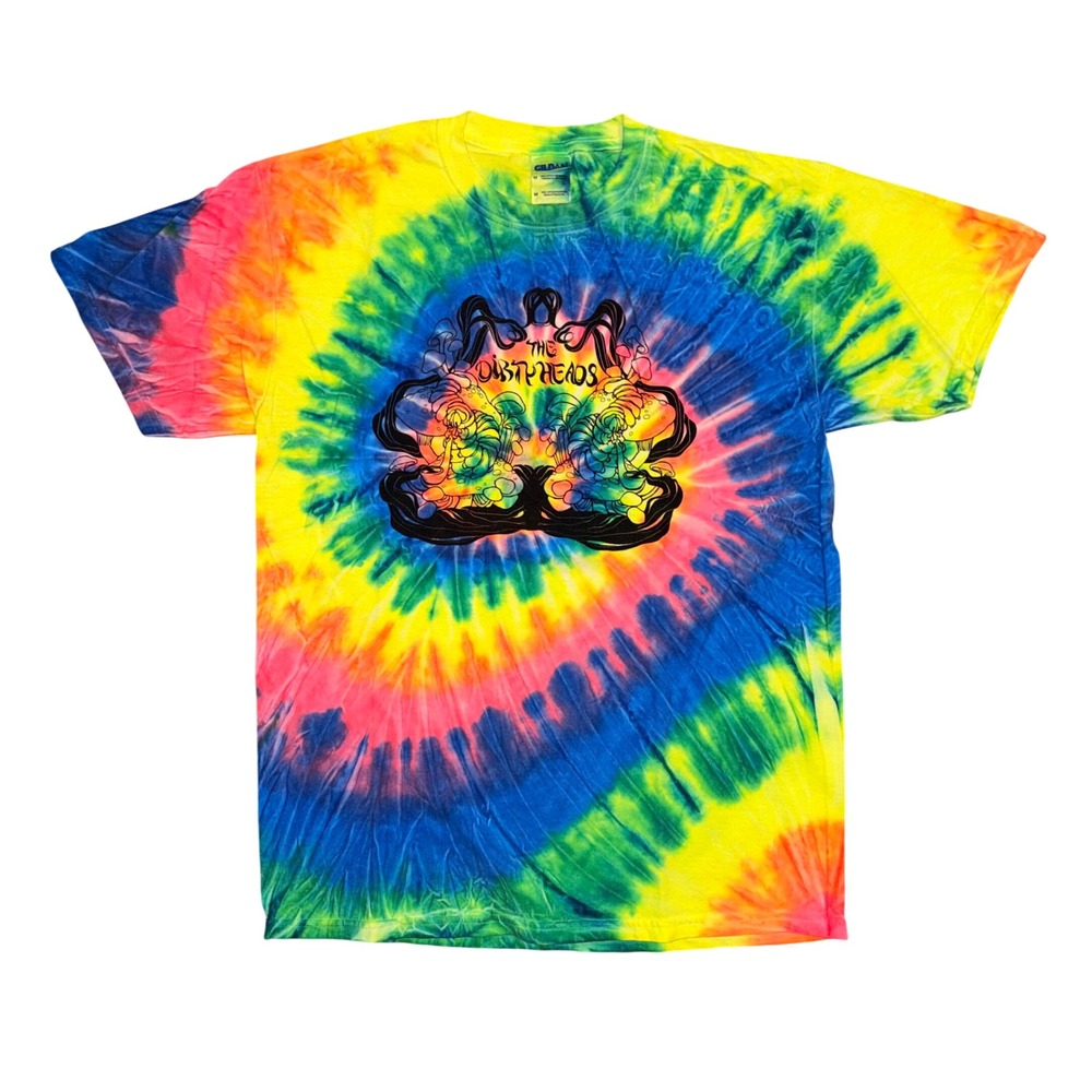 Dirty Heads Mushroom Caterpillar Tie Dye‎ Graphic T-Shirt Mens Medium Rainbow
